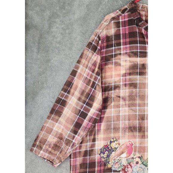 Mainstreet Blues Shirt Womens 3X Multicolor Bleached Flannel Patchwork Vintage - Picture 9 of 10
